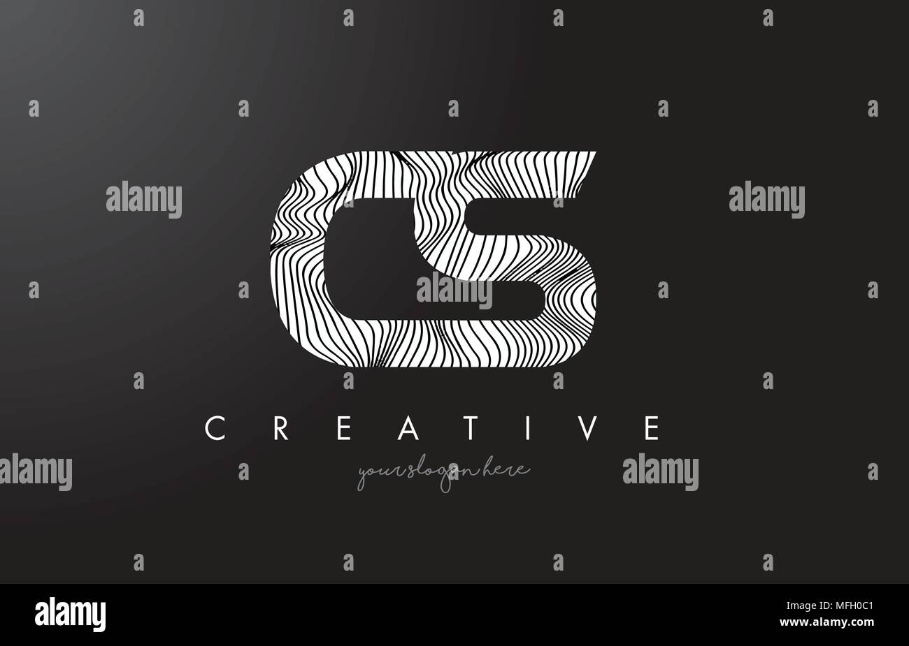 CS C S Lettre Logo avec lignes Zebra Design Texture Vector Illustration. Illustration de Vecteur