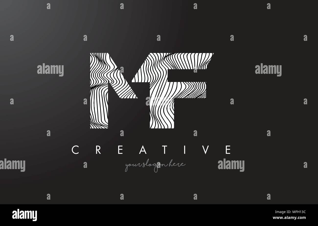MF M F LETTRE Logo avec lignes Zebra Design Texture Vector Illustration. Illustration de Vecteur