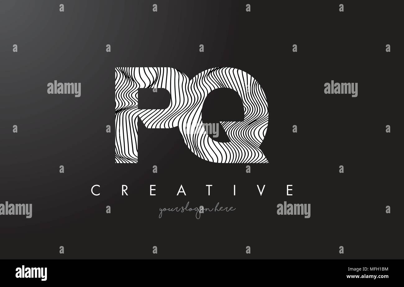 PQ P Q Lettre Logo avec lignes Zebra Design Texture Vector Illustration. Illustration de Vecteur