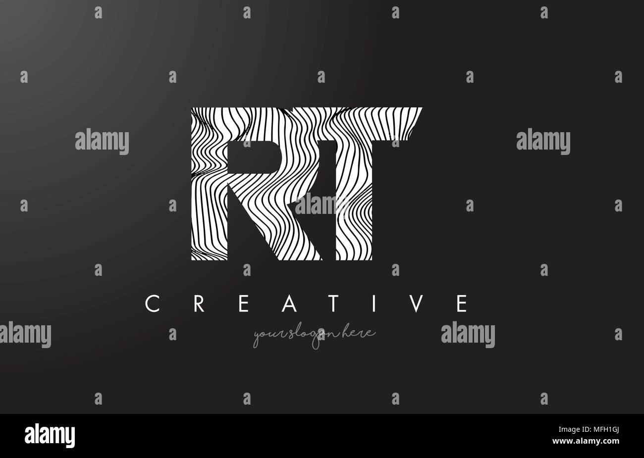 RT R T Lettre Logo avec lignes Zebra Design Texture Vector Illustration. Illustration de Vecteur