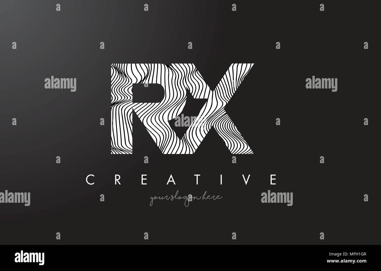 RX R X Lettre Logo avec lignes Zebra Design Texture Vector Illustration. Illustration de Vecteur