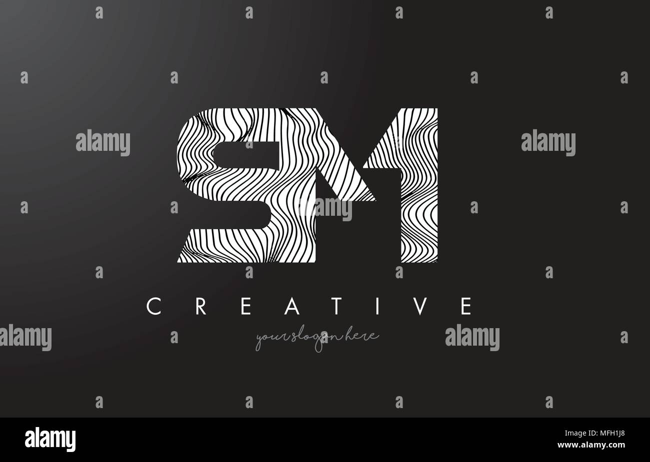 SM S M Lettre Logo avec lignes Zebra Design Texture Vector Illustration. Illustration de Vecteur