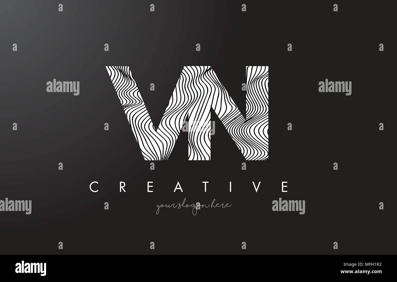 VN V N Lettre Logo avec lignes Zebra Design Texture Vector Illustration. Illustration de Vecteur