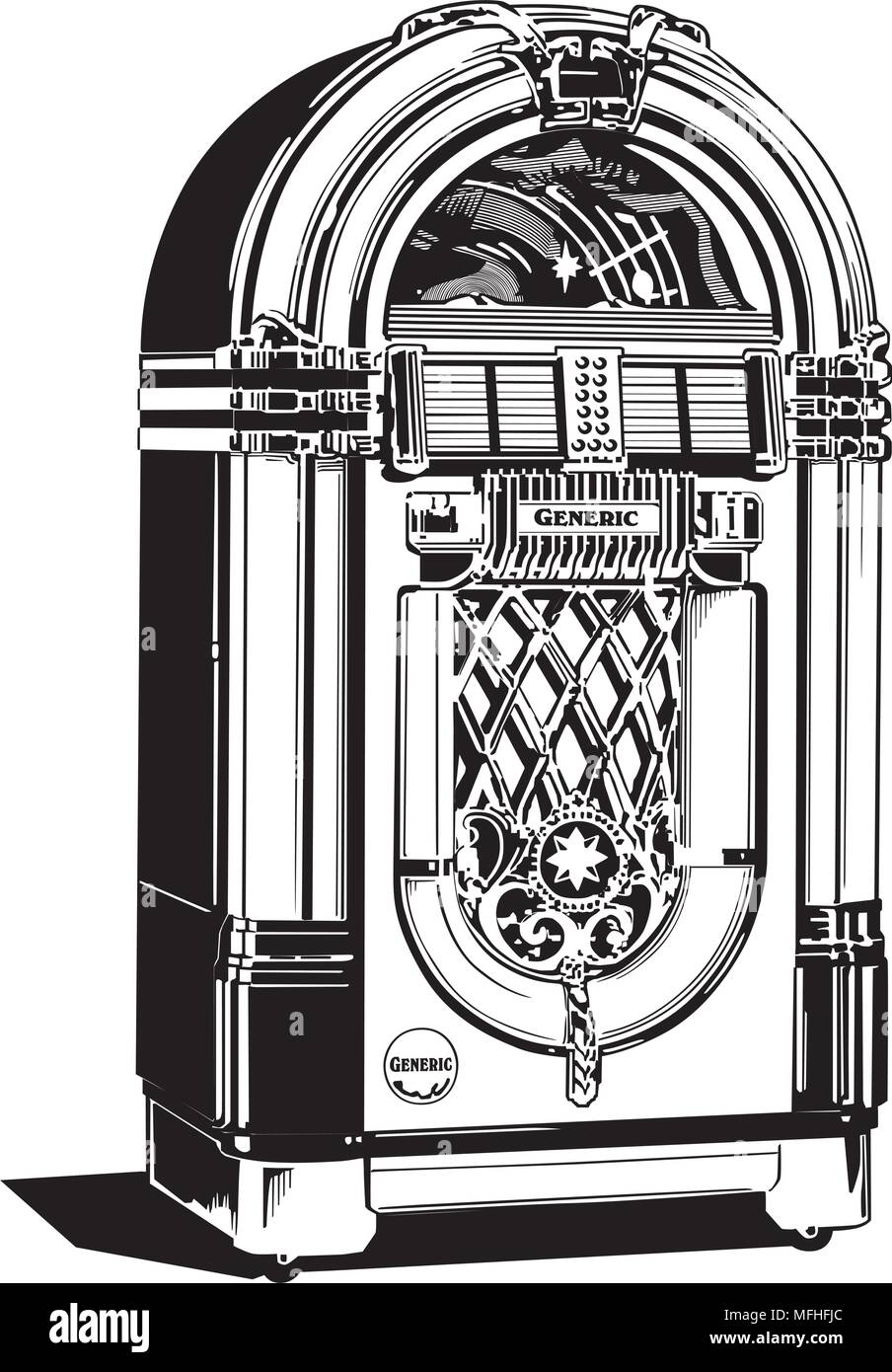 Jukebox 1 - Retro Clipart Illustration Illustration de Vecteur