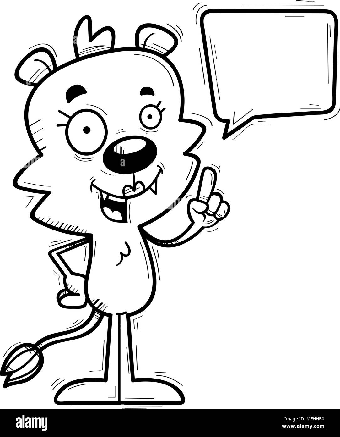 Illustration d'une caricature d'une femme lion de parler. Illustration de Vecteur