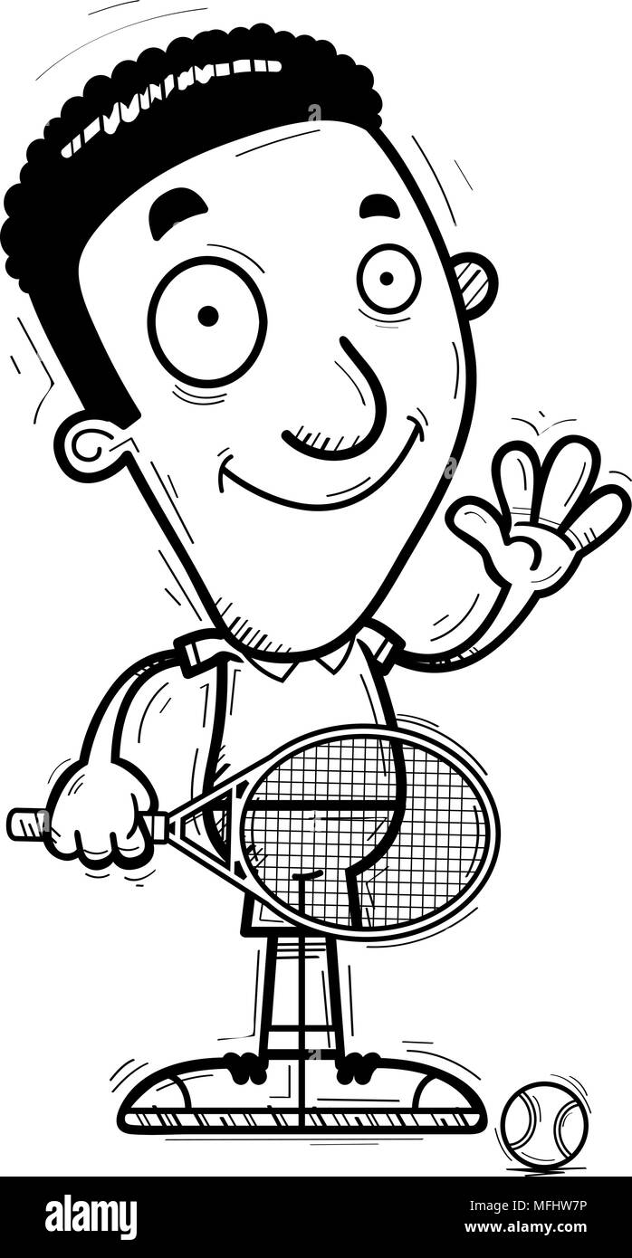 Illustration d'une caricature d'un joueur de tennis homme noir de forme. Illustration de Vecteur