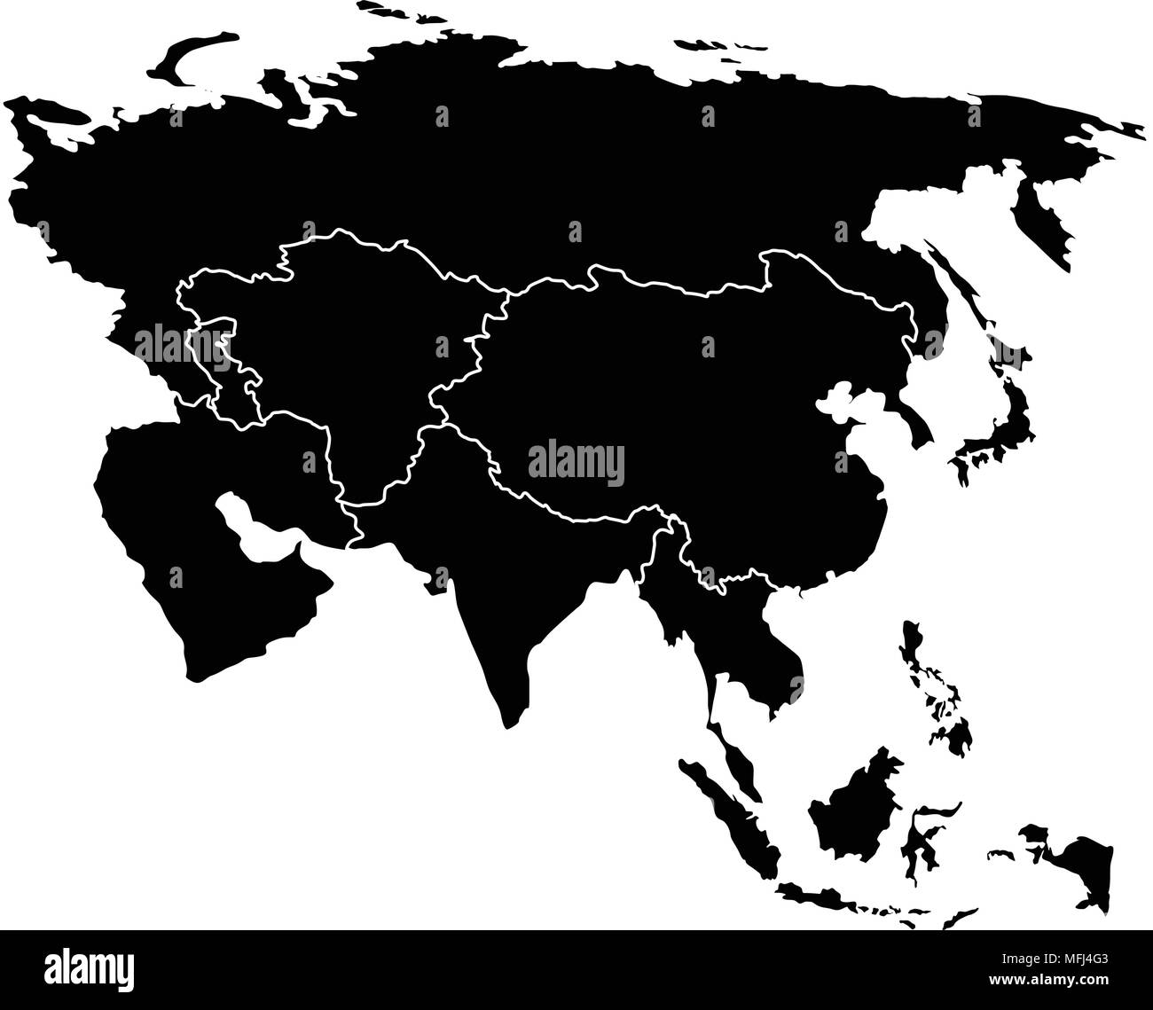 Carte politique de l'Asie Illustration de Vecteur