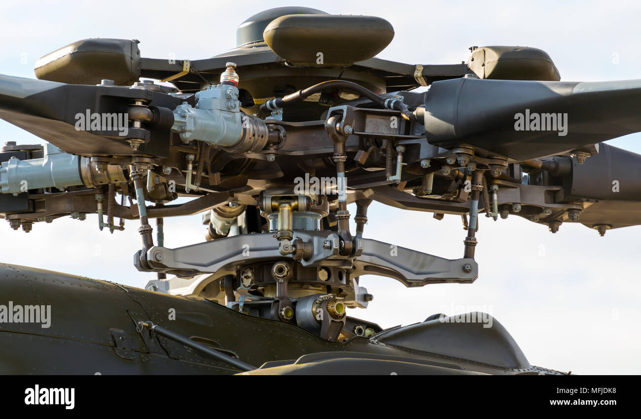Close-up du mécanisme du rotor d'un hélicoptère Banque D'Images