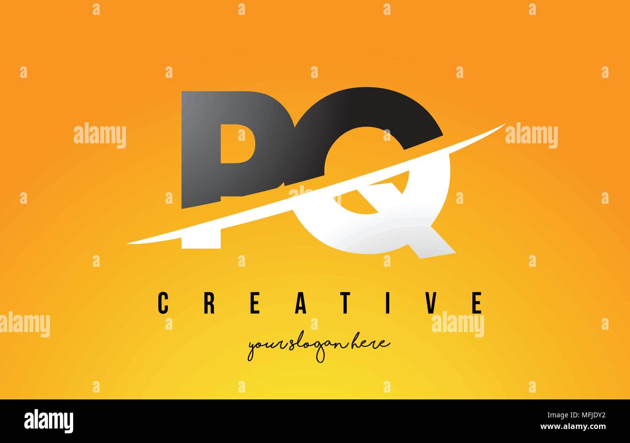 PQ P Q Lettre Logo Design moderne avec des lettres au milieu coupe Swoosh et fond jaune. Illustration de Vecteur