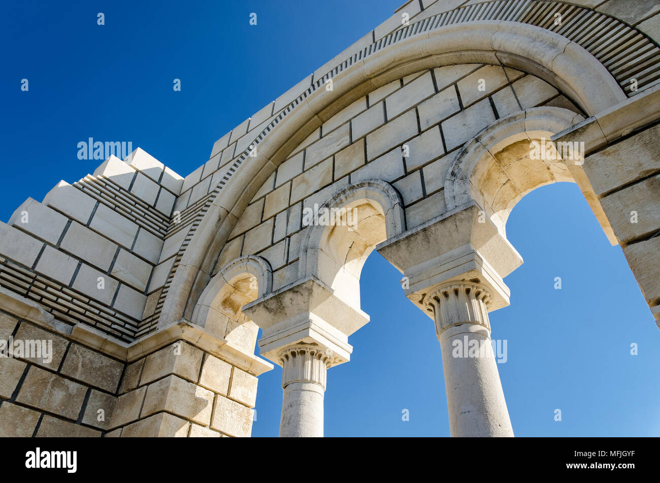 Détails des ruines de la grande basilique de Pliska, la Bulgarie - terminé vers l'an 875 Banque D'Images