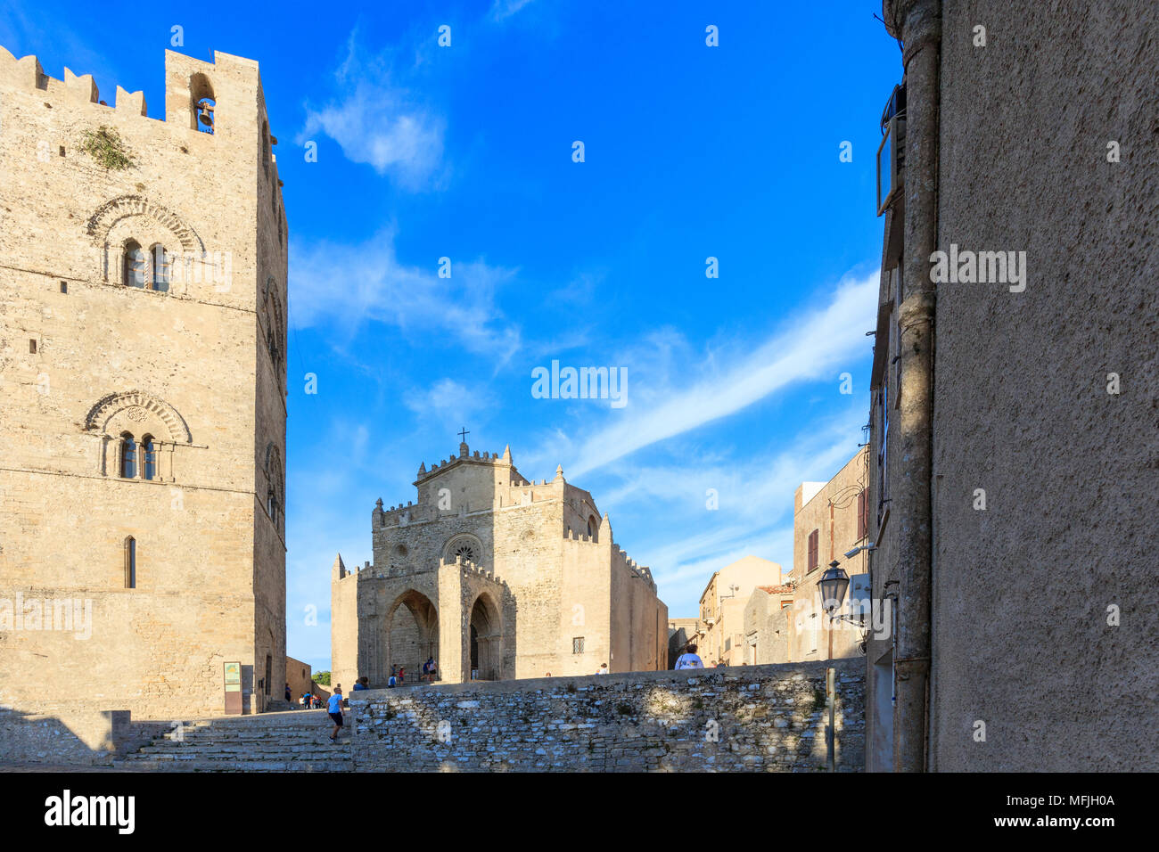 Duomo dell'Assunta, Erice, province de Trapani, Sicile, Italie, Europe Banque D'Images