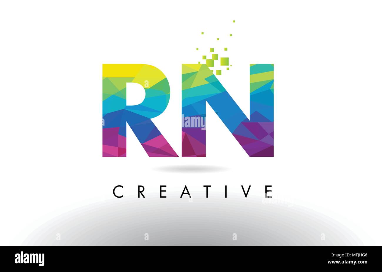 RN R N Lettre colorés avec des triangles d'Origami Création Vecteur Arc-en-ciel. Illustration de Vecteur