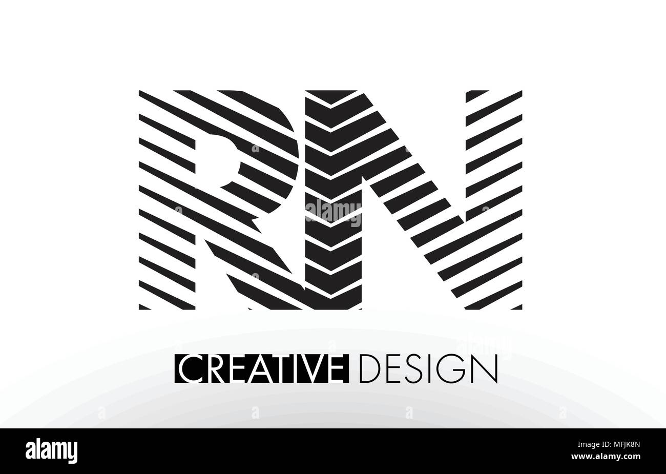 RN R N lignes Design élégant avec une lettre d'illustration vectorielle Zebra. Illustration de Vecteur
