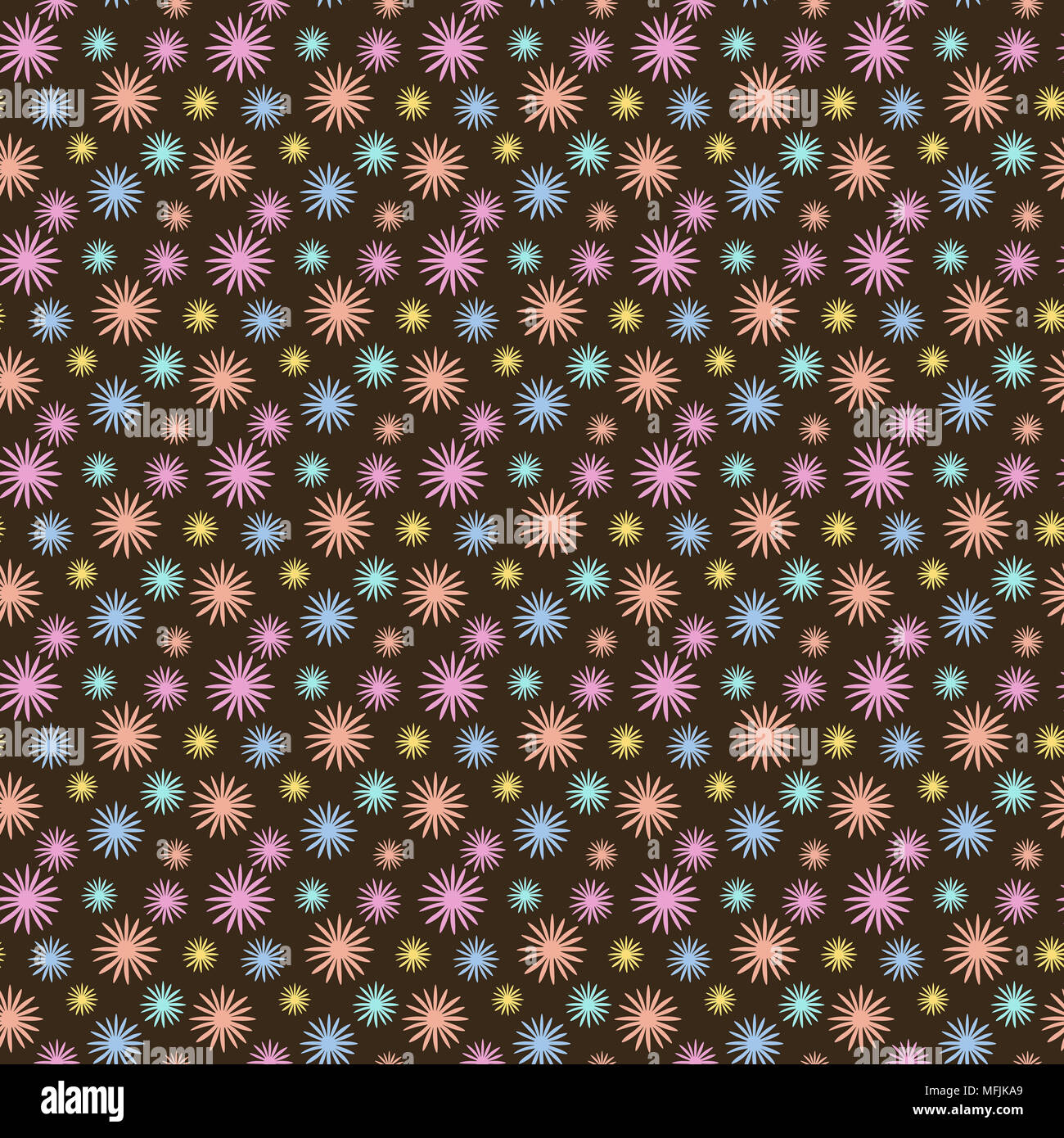 Daisy multicolore motif transparent sur fond chocolat. Marguerites de couleur pastel Rapport pour le fond, d'imprimer, et le textile. Doux, Mignon Design. Banque D'Images