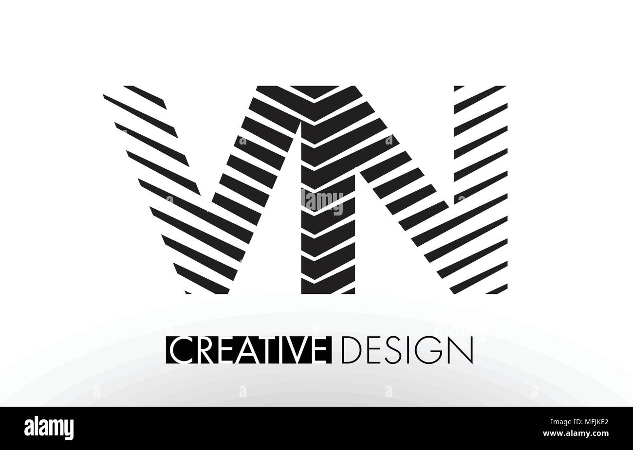 VN V LETTRE N lignes avec design élégant de la création d'illustration vectorielle Zebra. Illustration de Vecteur