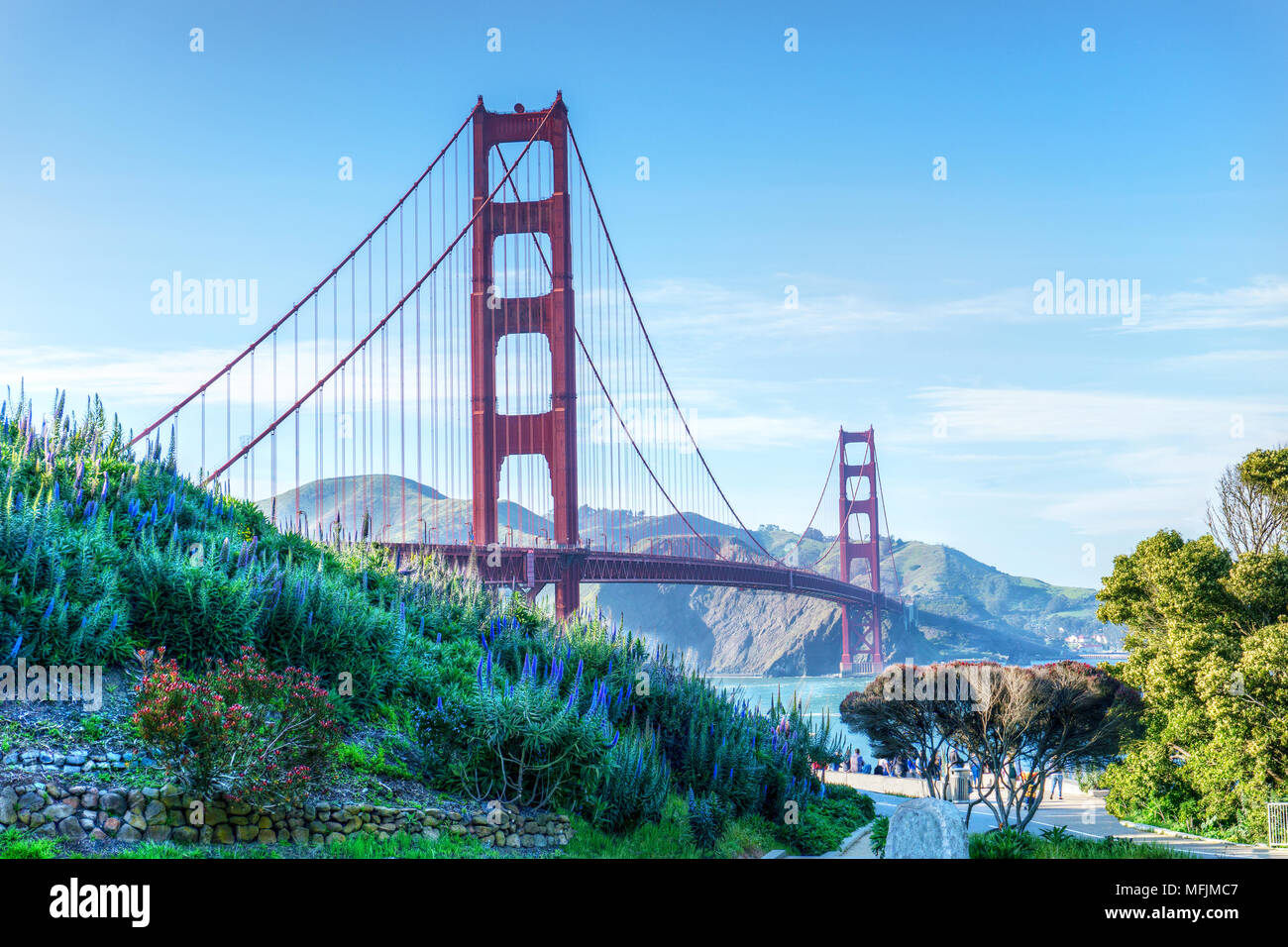 Vue panoramique sur le Golden Gate Bridge à San Francisco, Californie. Le pont historique est l'un des plus symboles internationalement reconnus de San F Banque D'Images