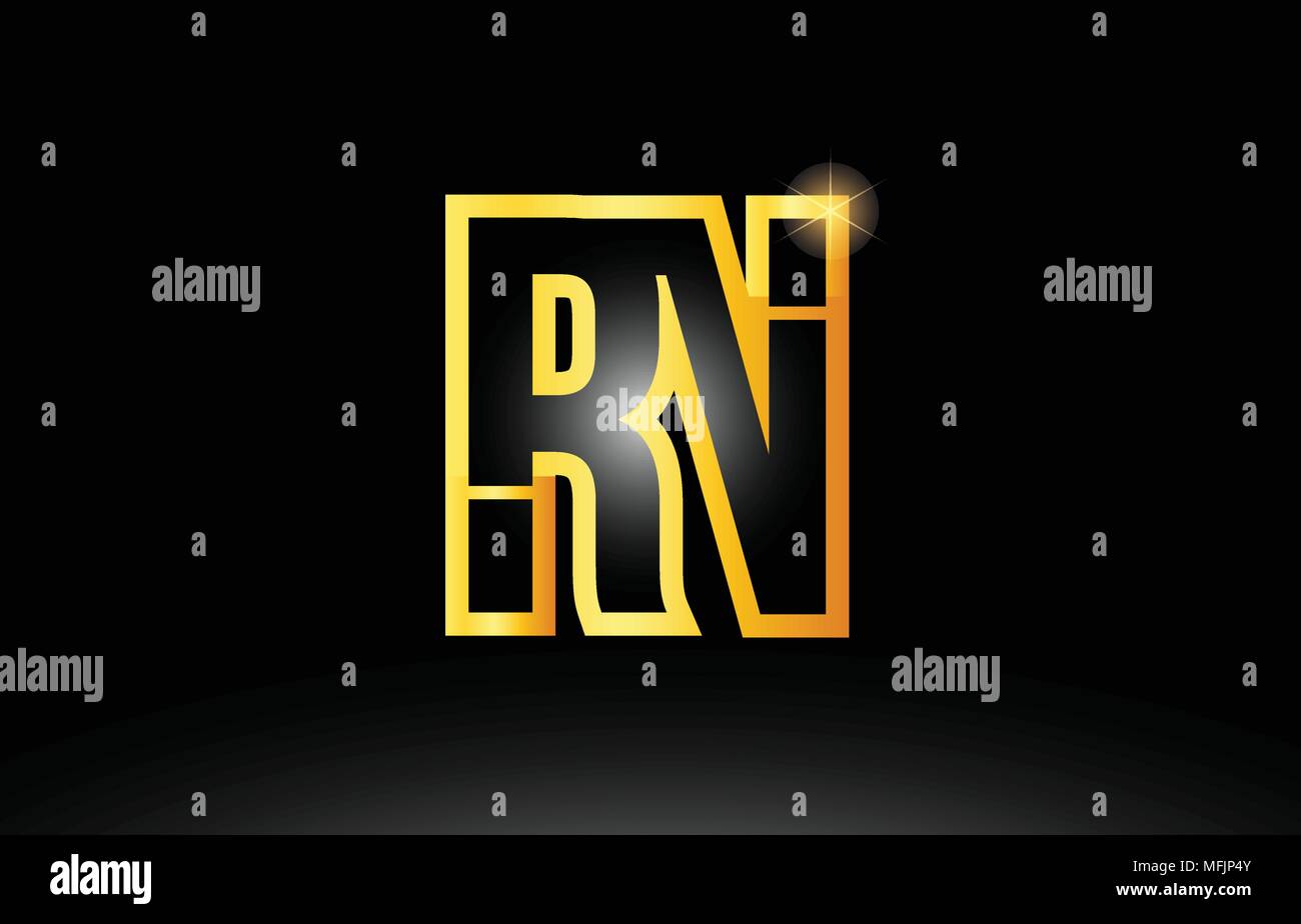 Lettre alphabet noir or rn r n combinaison logo design adapté pour une société ou entreprise Illustration de Vecteur