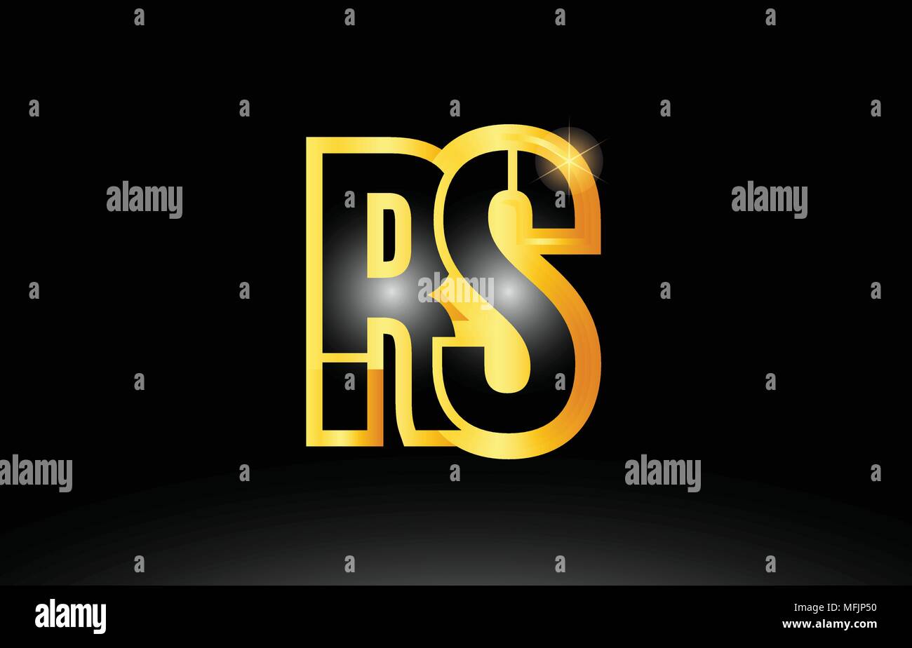 Lettre alphabet noir or rs r s combinaison logo design adapté pour une société ou entreprise Illustration de Vecteur
