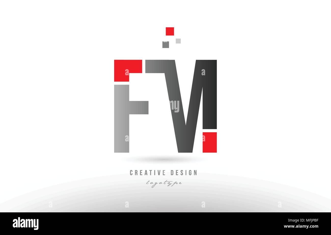 Gris Rouge fm lettre alphabet f m combinaison logo design adapté pour une société ou entreprise Illustration de Vecteur