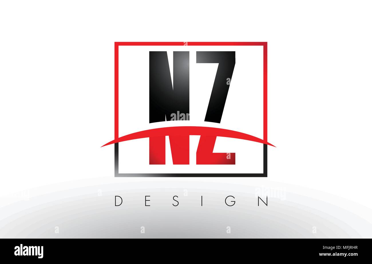 NZ N Z Les lettres du logo avec les couleurs rouge et noir et Swoosh. Vecteur de conception créative lettre. Illustration de Vecteur