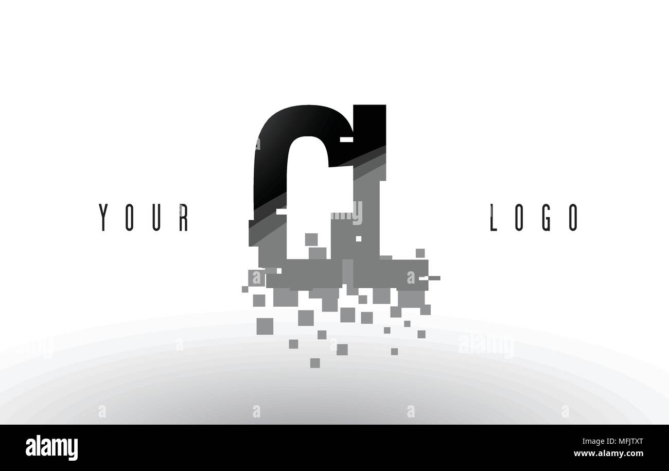 L CL C Logo Lettre Pixel numérique avec Shattered cases noires. Lettres créatif Vector Illustration. Illustration de Vecteur