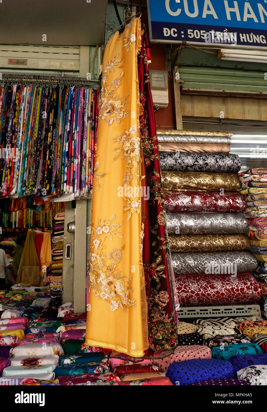 Soai Lam Kinh, marché tissu Chinatown Business, Ho Chi Minh City Saigon au Vietnam ; ; ; Banque D'Images