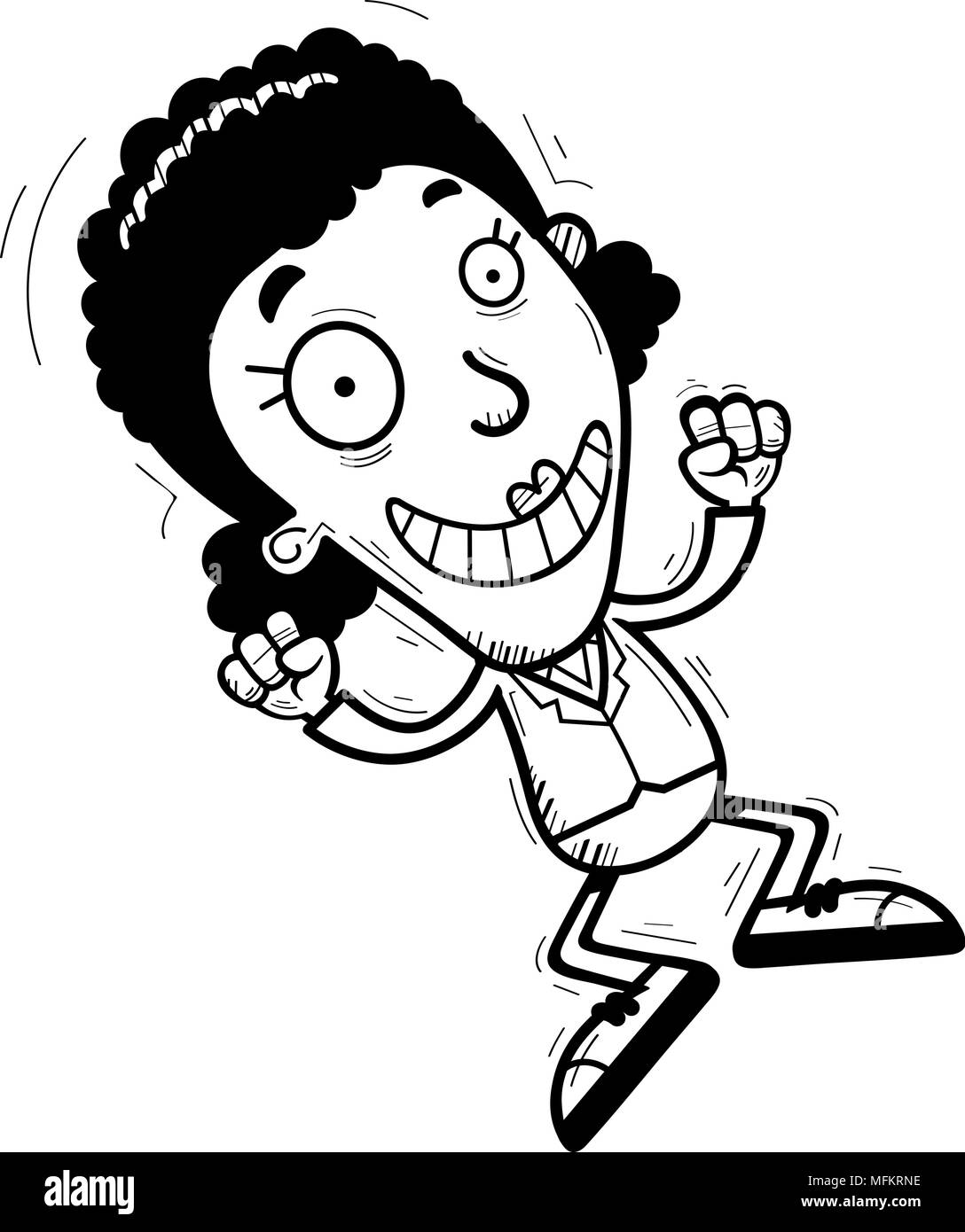 Une illustration d'un dessin animé black businesswoman jumping. Illustration de Vecteur