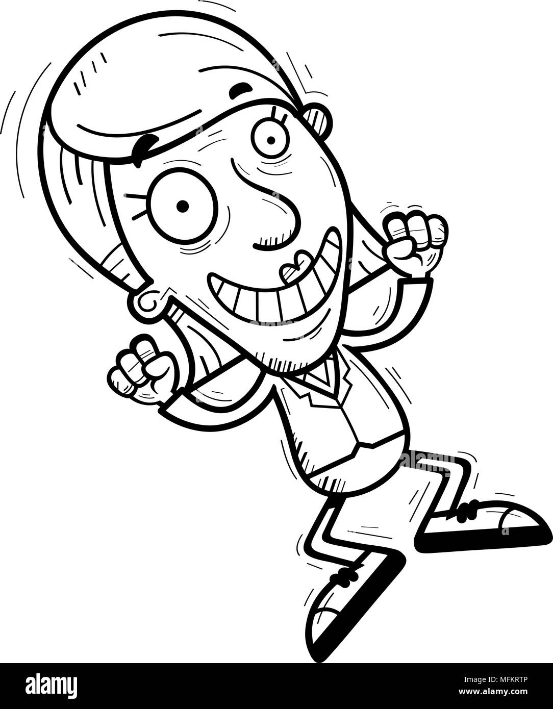Illustration d'une caricature d'un citoyen senior businesswoman jumping. Illustration de Vecteur