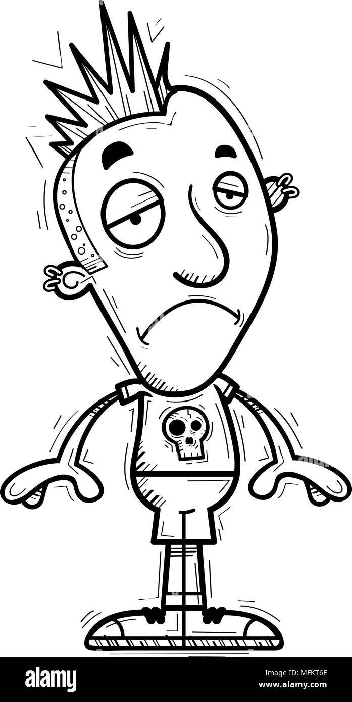 Un cartoon illustration d'un punk à la triste. Illustration de Vecteur
