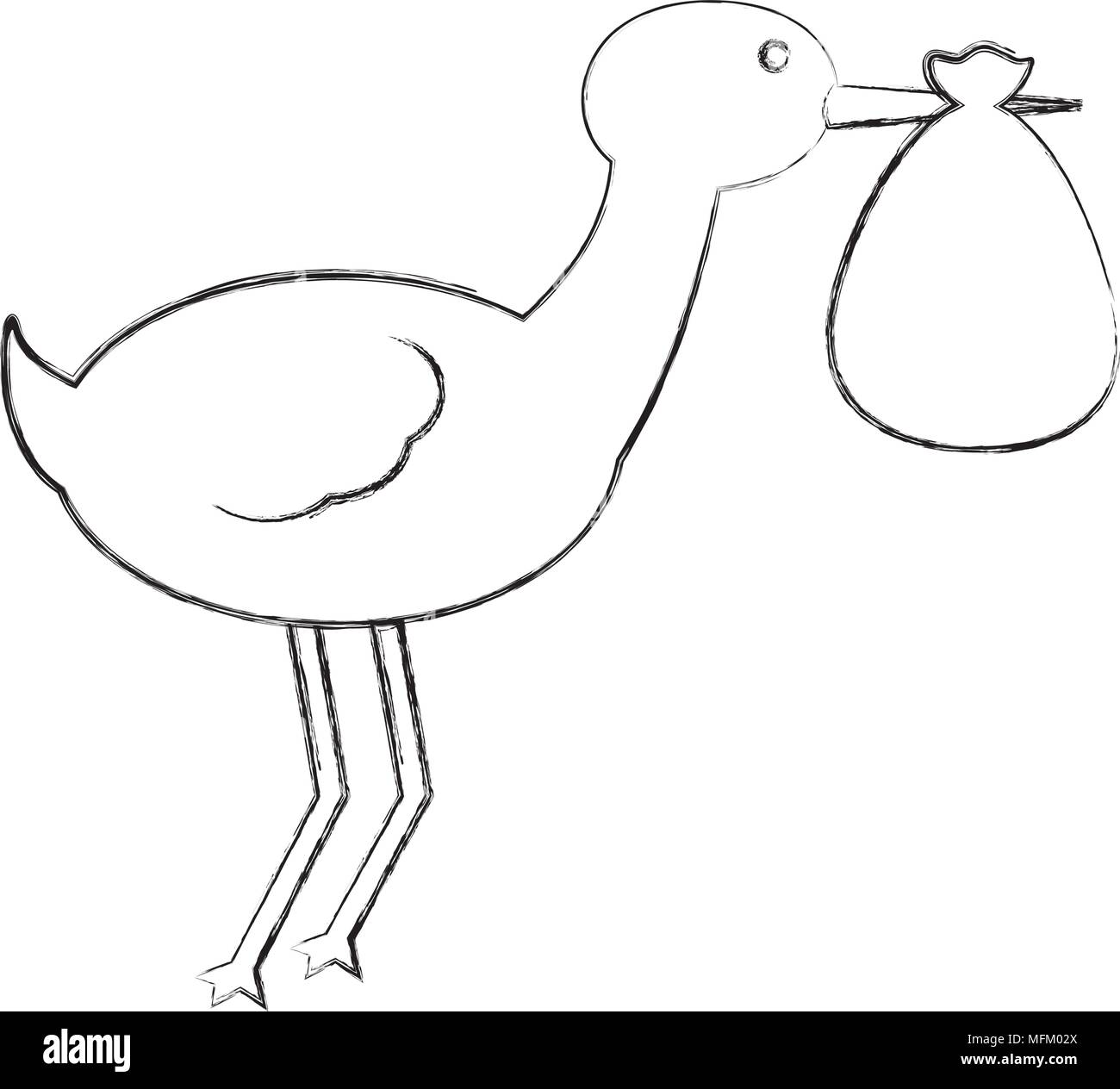 Mignon Bebe Cigogne Transportant Dans Le Contrat Cadre Image Vectorielle Stock Alamy