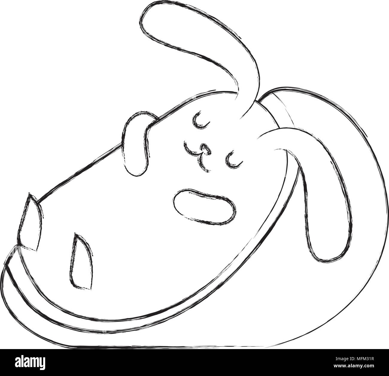 Cute bunny dormant dans le coussin Illustration de Vecteur
