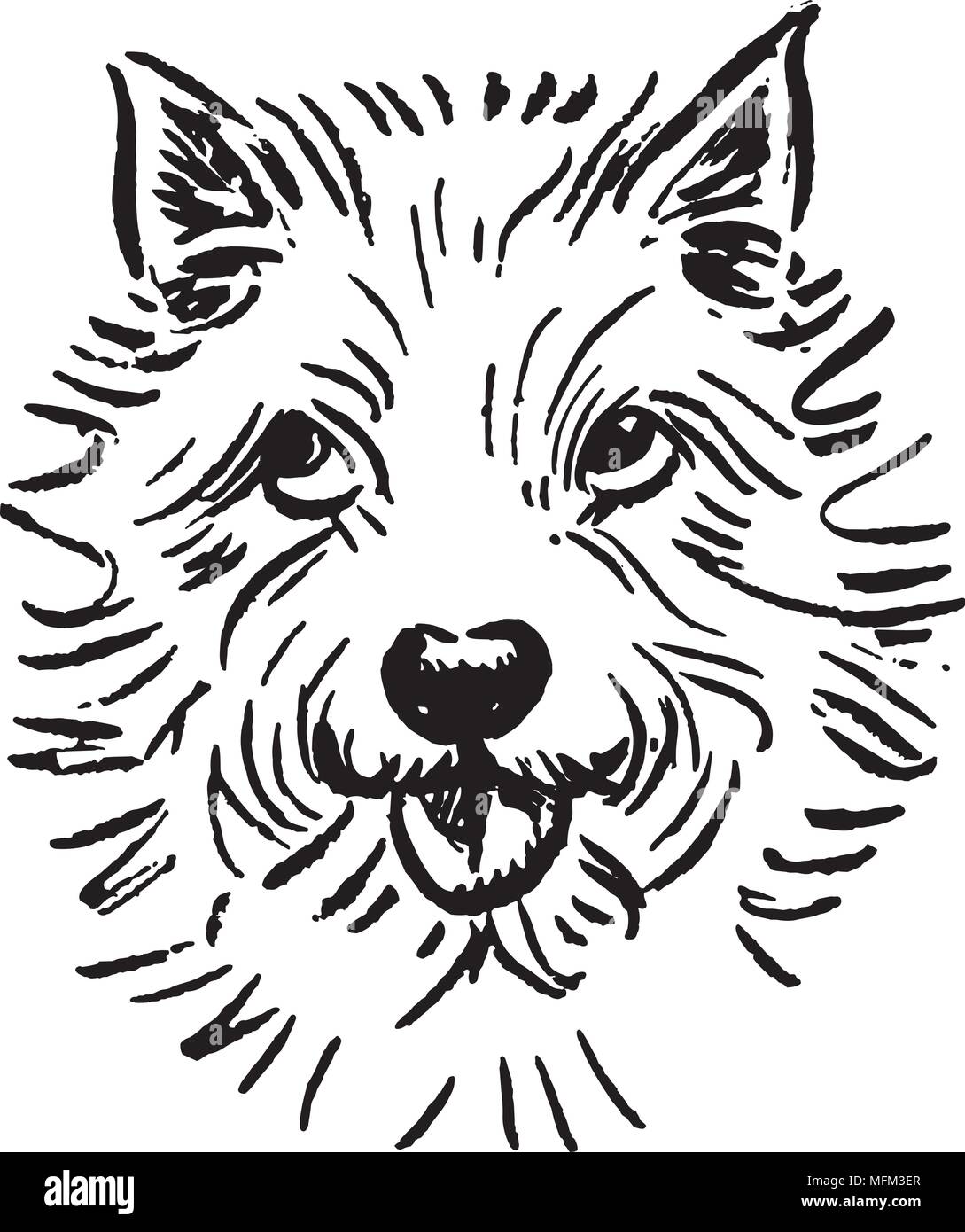 Petit Chien blanc - Retro Clipart Illustration Illustration de Vecteur