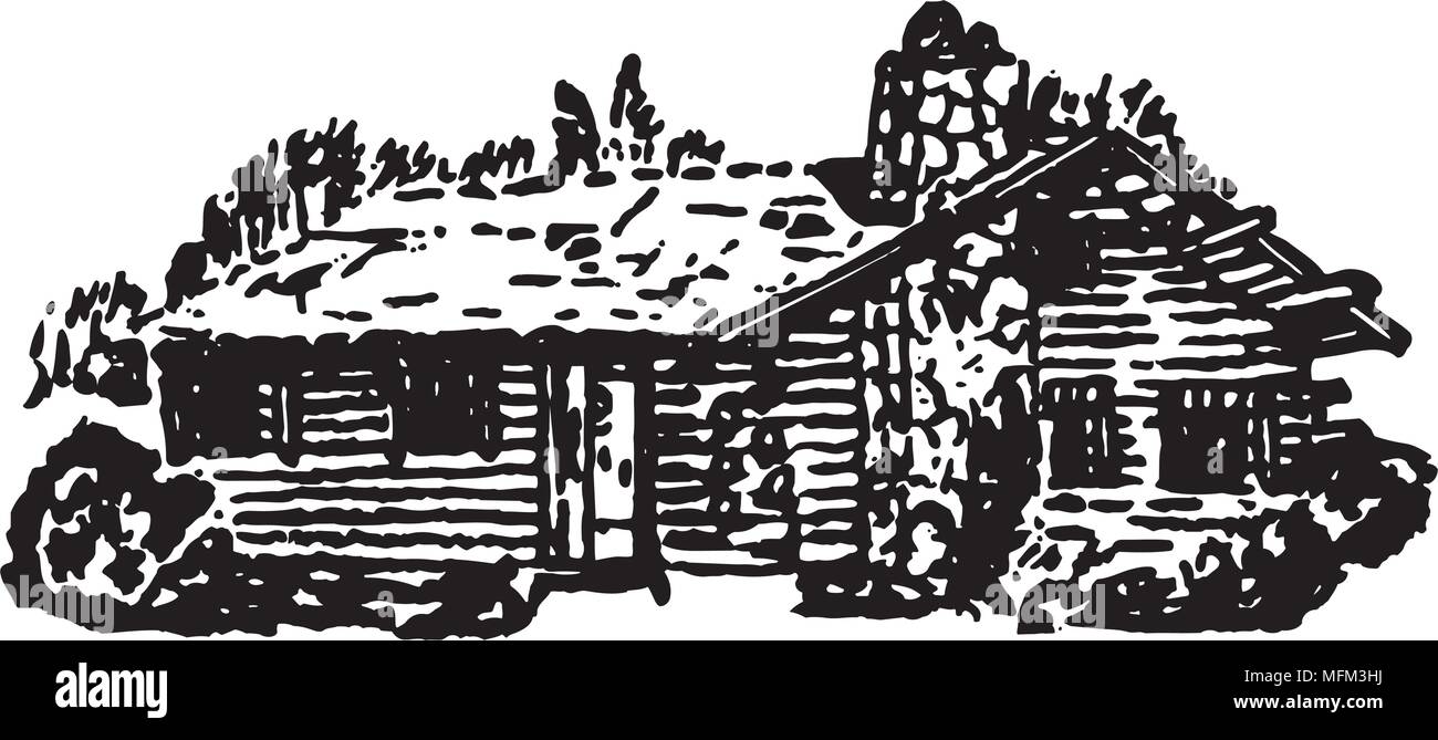 Log Cabin - Retro Illustration Art Ad Illustration de Vecteur Log Cabin - Retro Illustration Art Ad Illustration de Vecteur