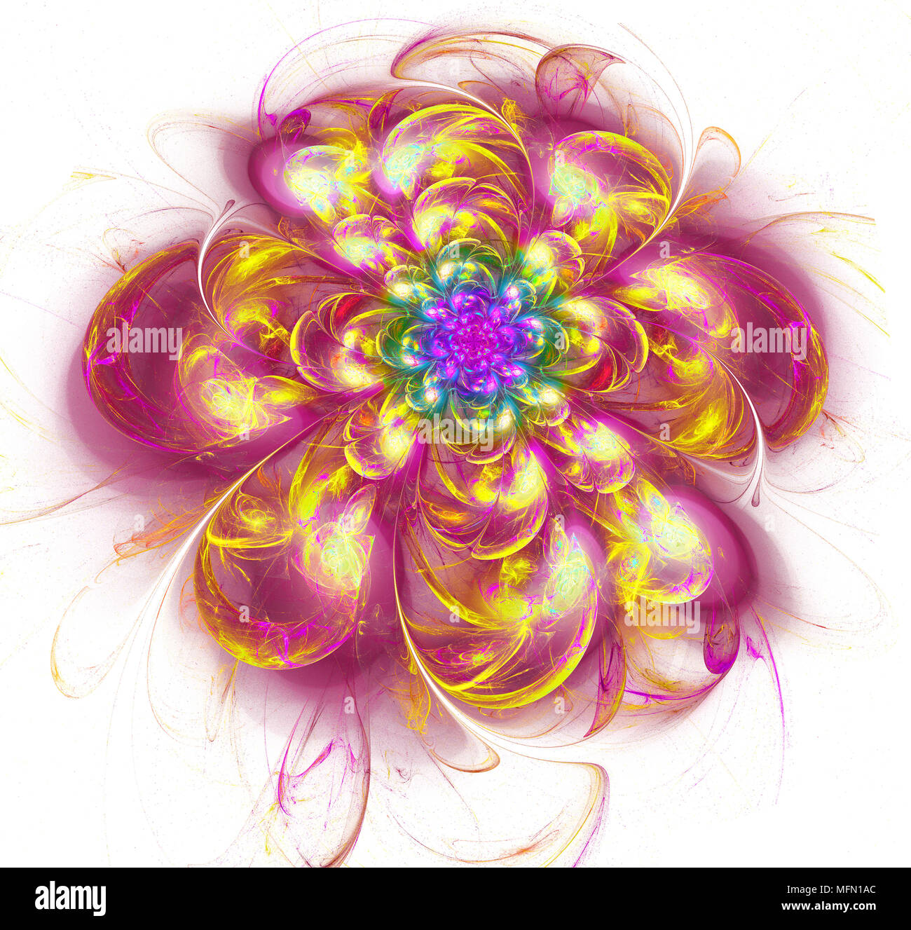 Abstract fractal. motif à fleurs colorées futuriste rendu 3d illustration floral art motif fantaisie.. digital art design élément. abstract the Banque D'Images