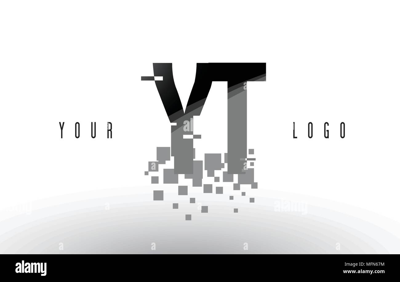 YT Y T Pixel Logo Lettre numérique avec Shattered cases noires. Lettres créatif Vector Illustration. Illustration de Vecteur