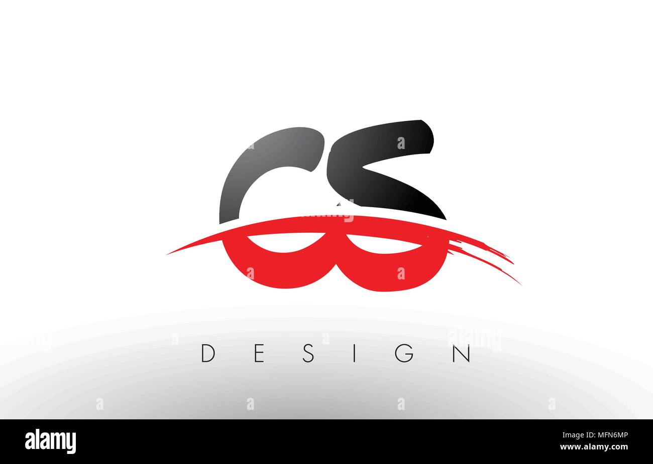 CS C S Les lettres du logo de brosse Design avec des couleurs rouge et noire et Pinceau Lettre Concept. Illustration de Vecteur