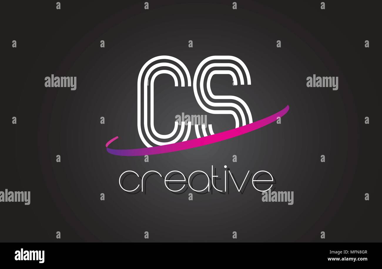 C CS Logo Lettre S avec des lignes design et logo Swoosh Violet Vector Illustration des lettres. Illustration de Vecteur
