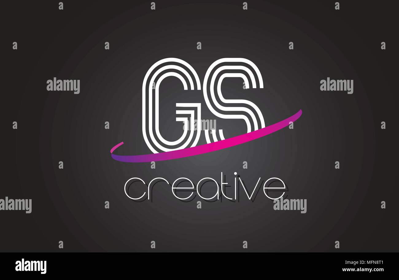 GS G S Lettre avec Logo Design Lignes et violet Swoosh Vector Illustration des lettres. Illustration de Vecteur