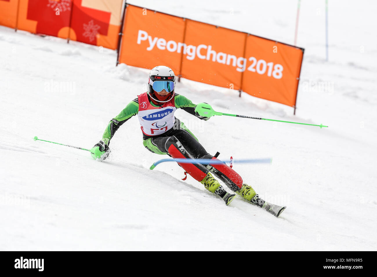 PyeongChang 2018 18 mars . Slalom femmes. Jeux paralympiques d'hiver. Banque D'Images