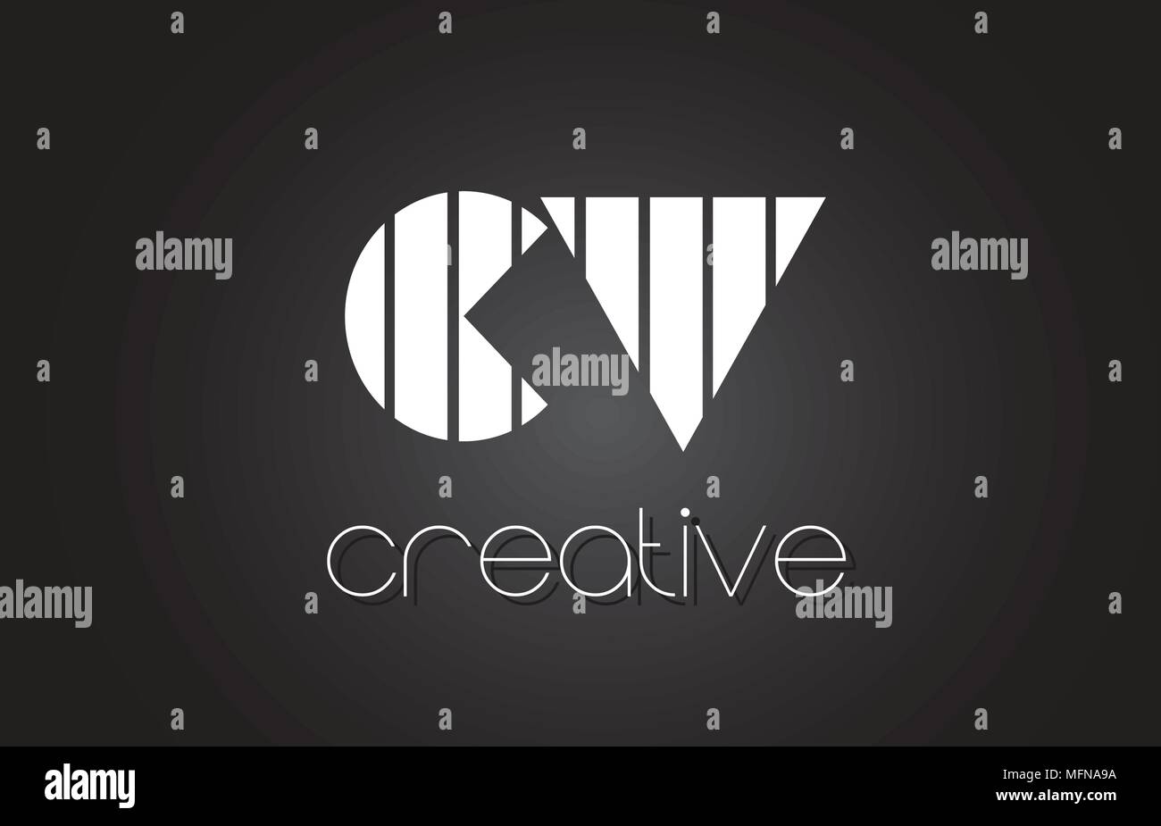 C V CV Lettre de Création Logo Design avec des lignes noires et blanches. Illustration de Vecteur