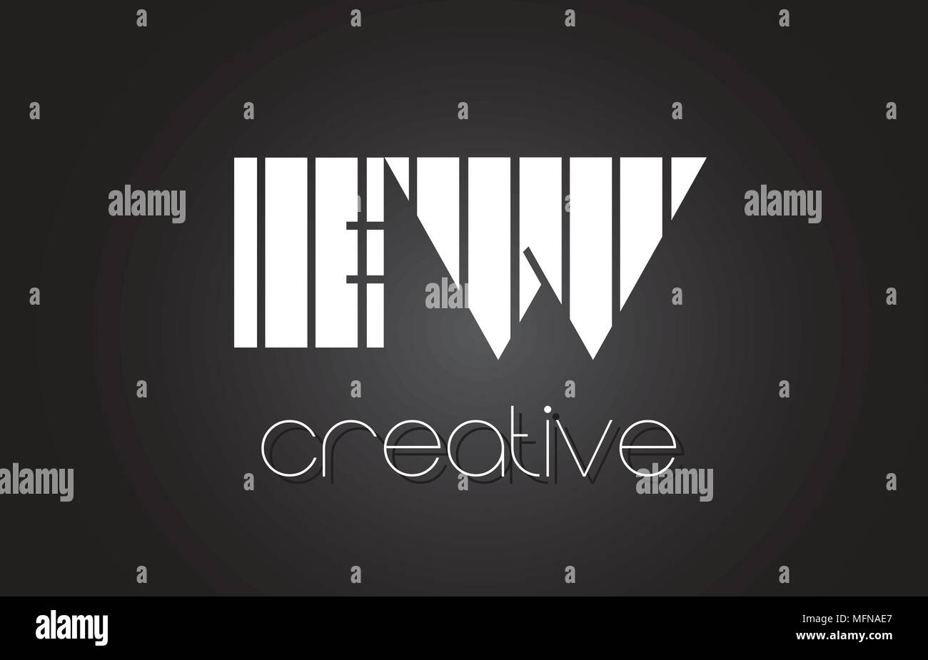 EW E W Creative Lettre Logo Design avec des lignes blanches et noires. Illustration de Vecteur