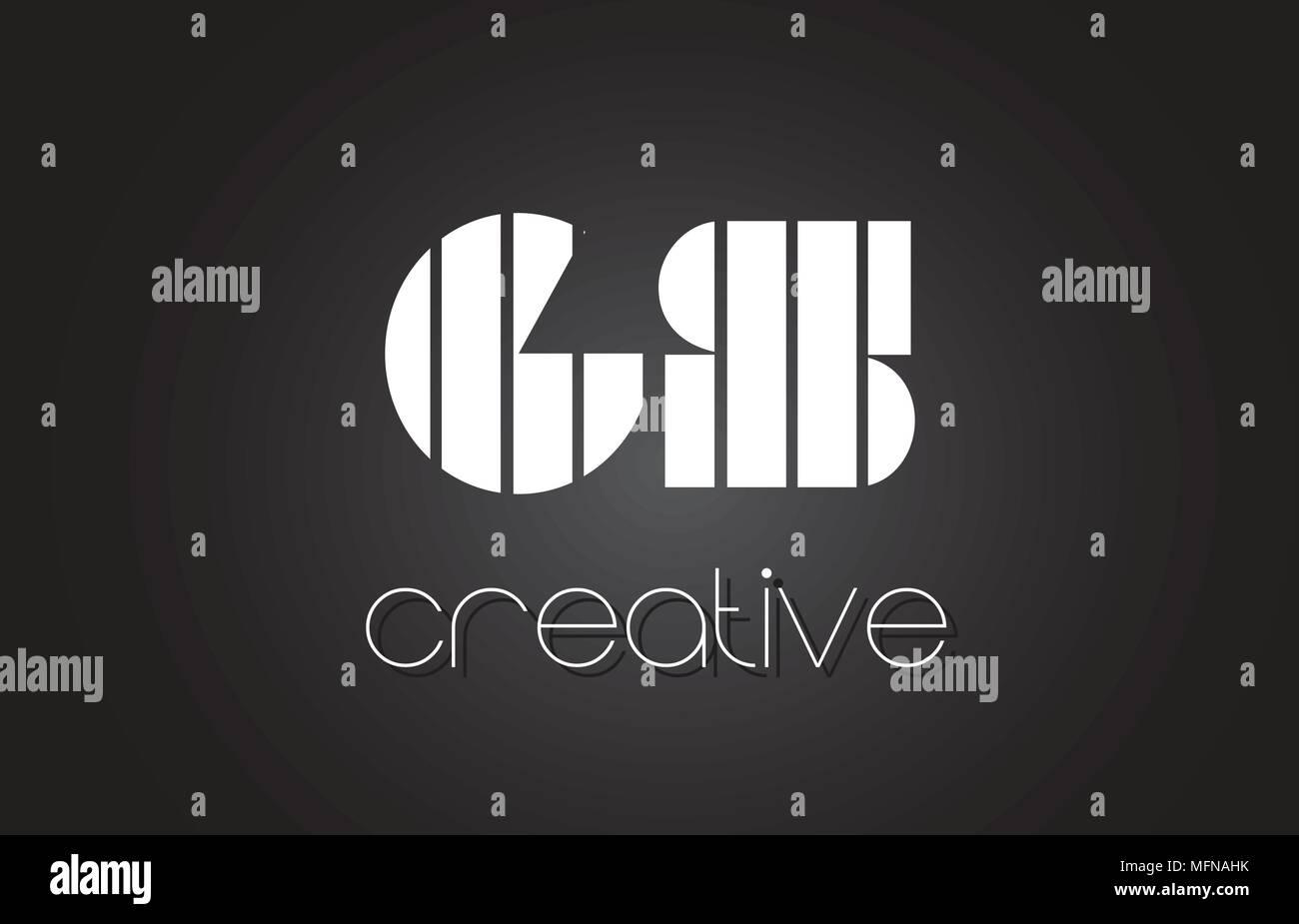 GS G S Creative Lettre Logo Design avec des lignes blanches et noires. Illustration de Vecteur