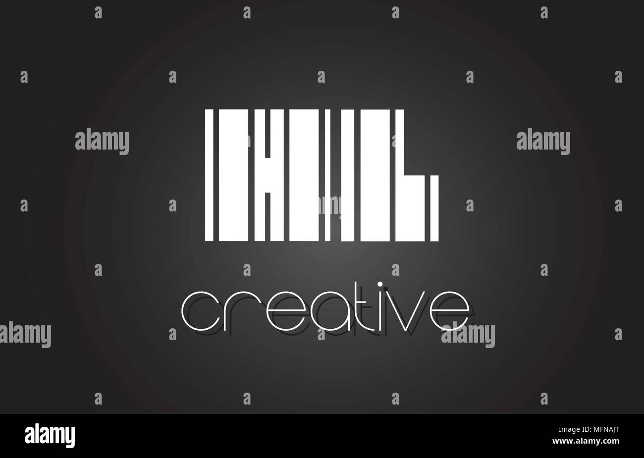 HL H L Lettre de Création Logo Design avec des lignes noires et blanches. Illustration de Vecteur