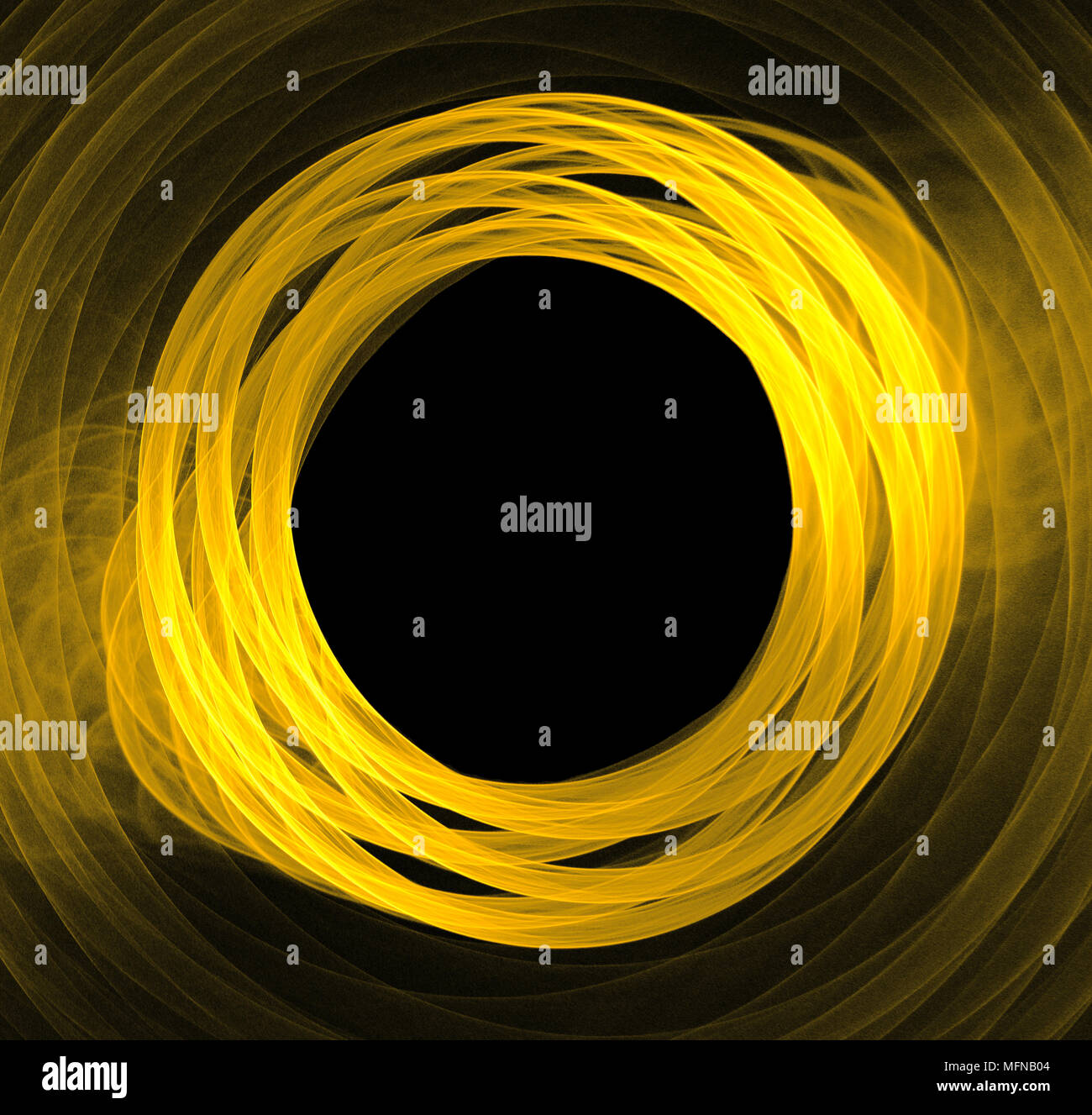 Résumé ronde cadre, placez le texte. jaune brillant motif de cercles image 3d. Résumé fond noir et orange Banque D'Images