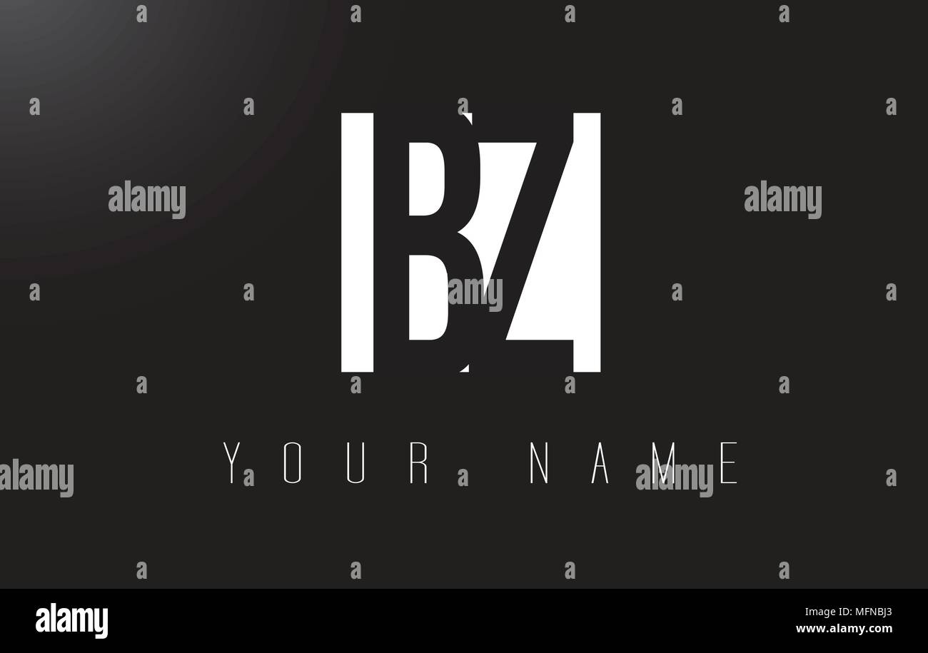 BZ Lettre avec logo noir et blanc, Design d'espace négatif. Illustration de Vecteur