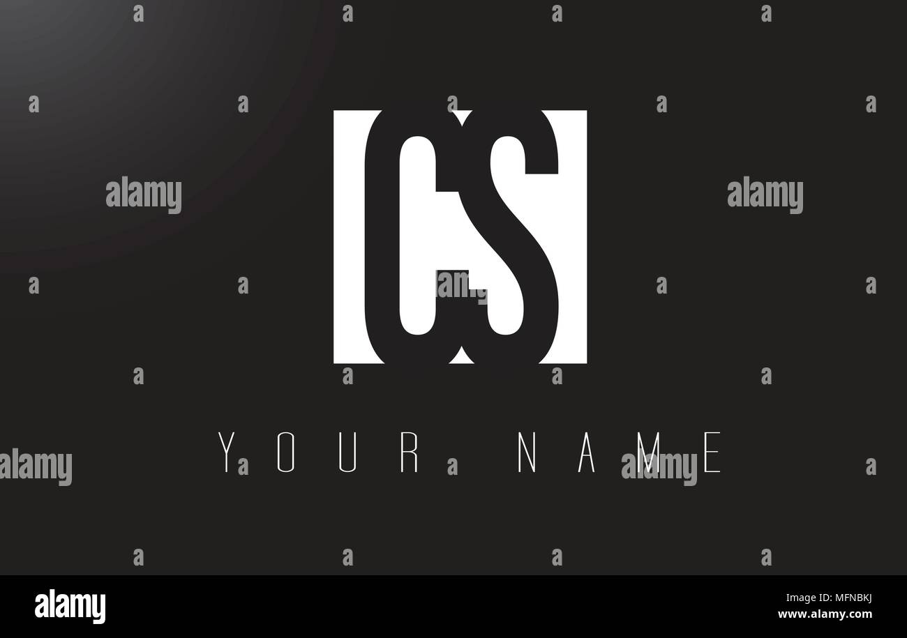 Lettre CS Logo avec le noir et blanc, Design d'espace négatif. Illustration de Vecteur