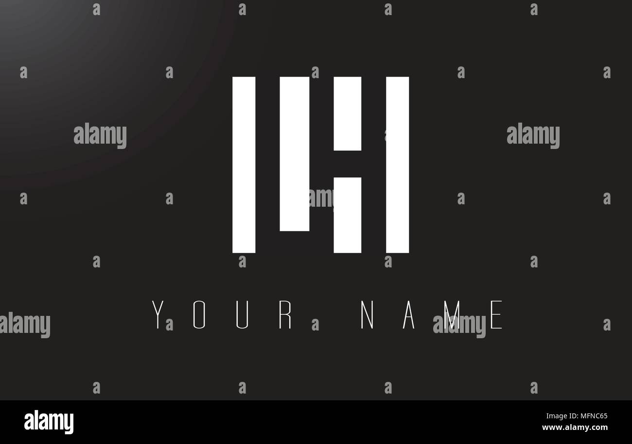 Lettre LH avec logo noir et blanc, Design d'espace négatif. Illustration de Vecteur