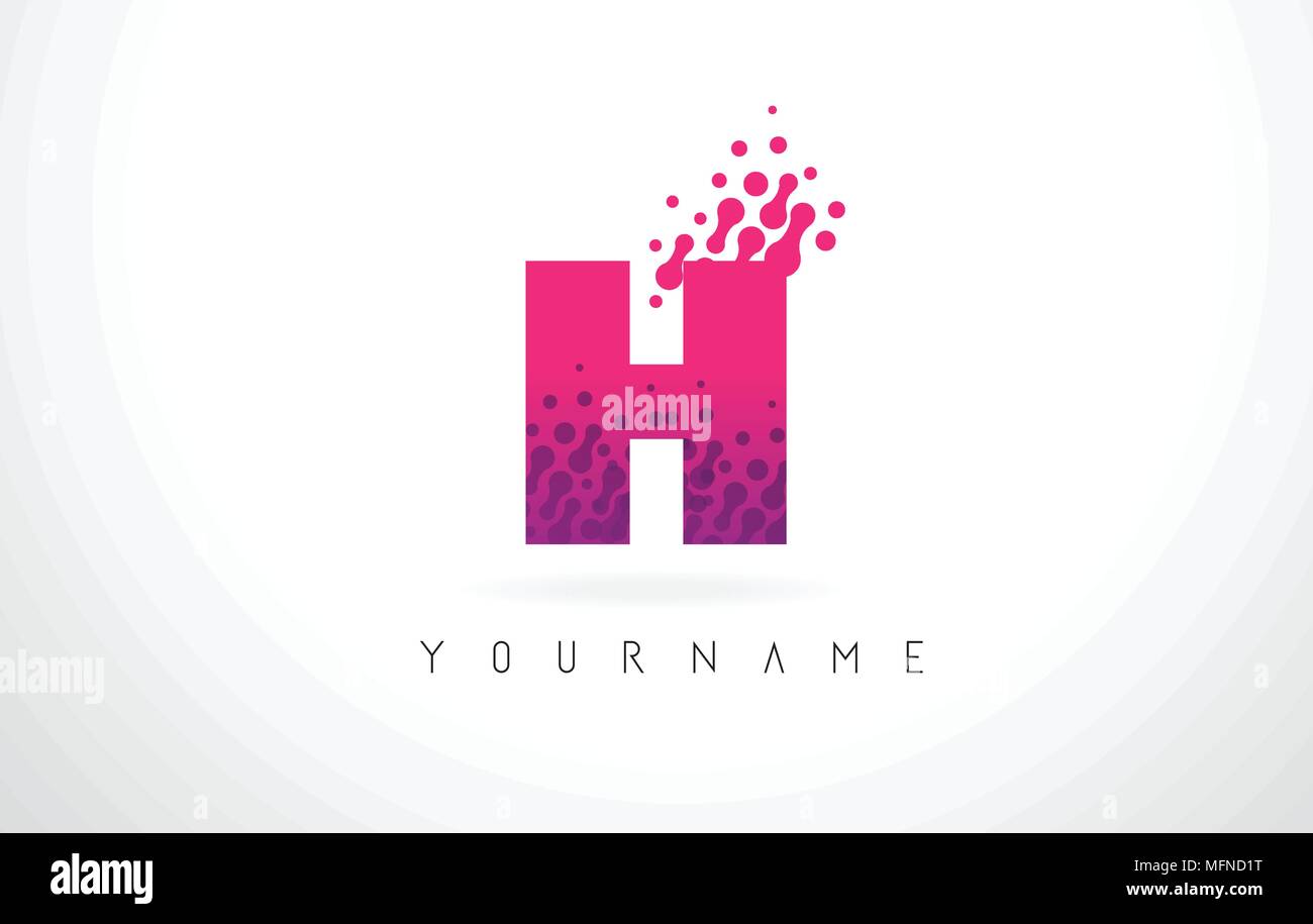 H Lettre Logo avec les lettres de couleur pourpre rose et particules Points de conception. Illustration de Vecteur