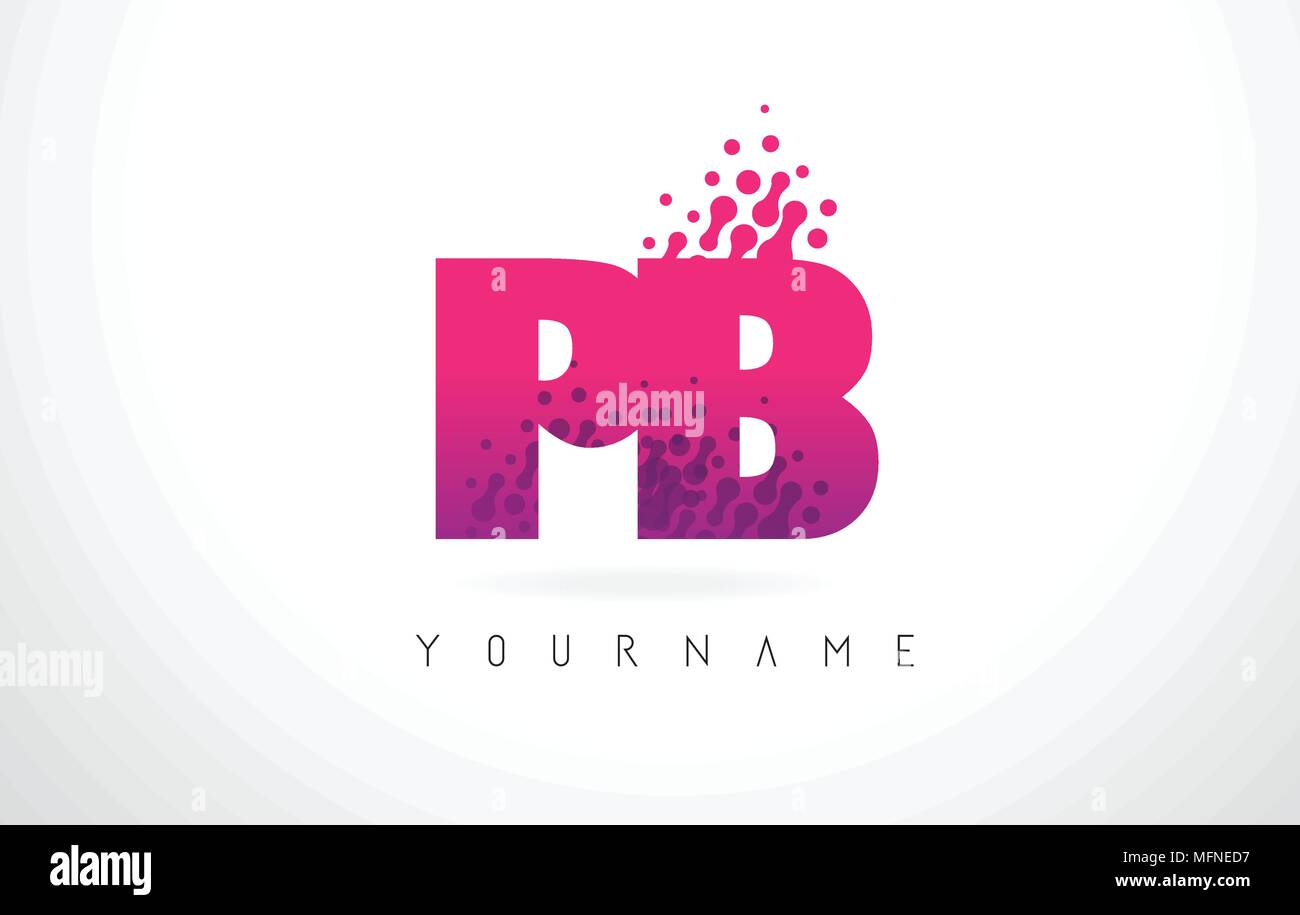 PB P B Lettre avec logo couleur violet rose Lettres et points de particules Design. Illustration de Vecteur