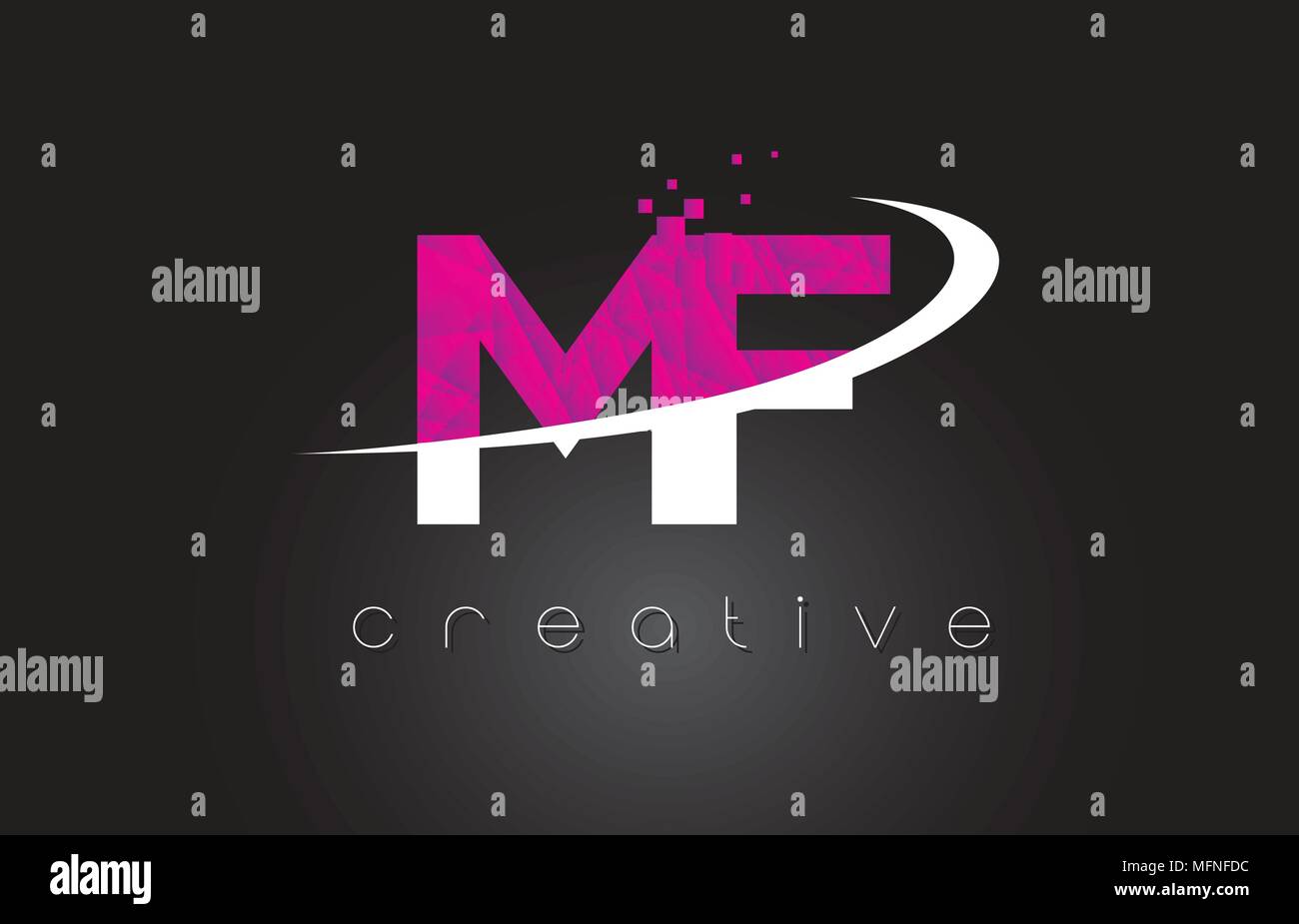 M F MF Lettres Creative Design. Lettre blanche Rose Vector Illustration. Illustration de Vecteur